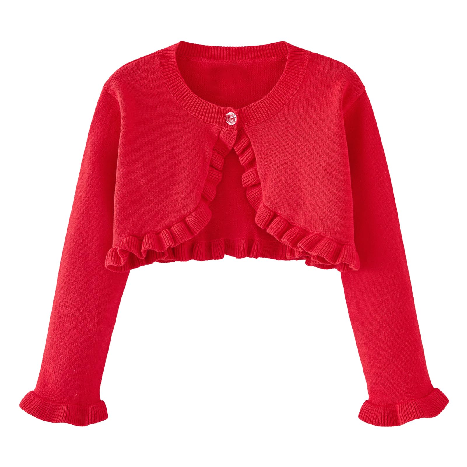 Toddler Girls Cardigan Sweater Bolero Shrug Baby Kids Long Sleeve Cropped Dress Up Button Closure Jacket Tops