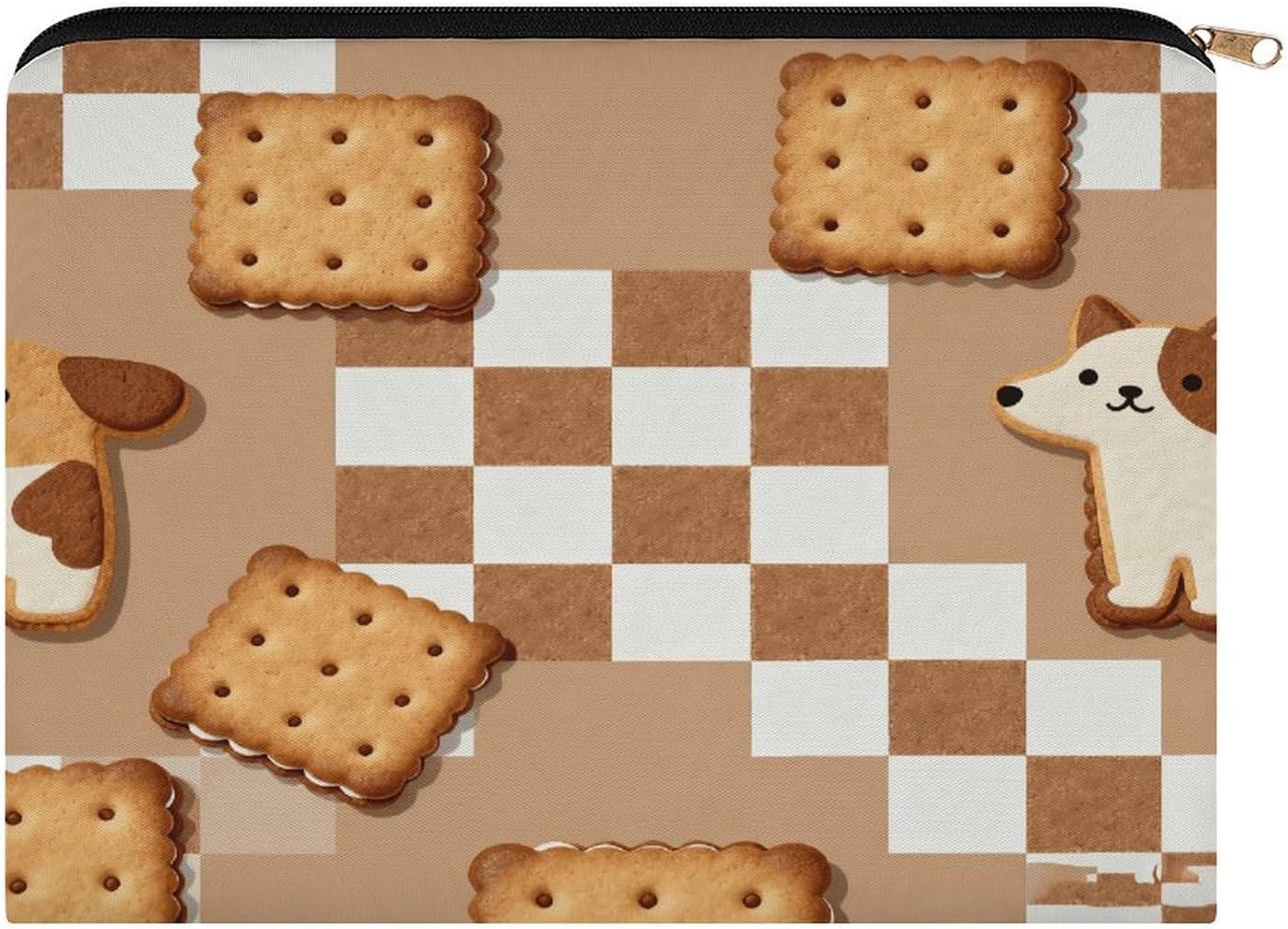 Brown Chess Cookie Aesthetic Makeup Bag Cosmetic Bag with Zipper