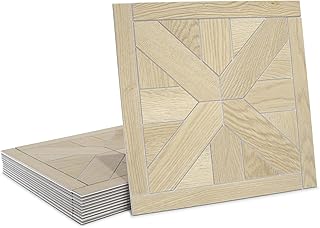 12-Pack Peel and Stick Floor Tile, 12" x 12" Pinwheel SPC Self-Adhesive Luxury Vinyl Flooring, Wood-Look Groutable Backsplash Tile for Kitchen Bathroom, Natural Oak, Covers 12 Sq. Ft.