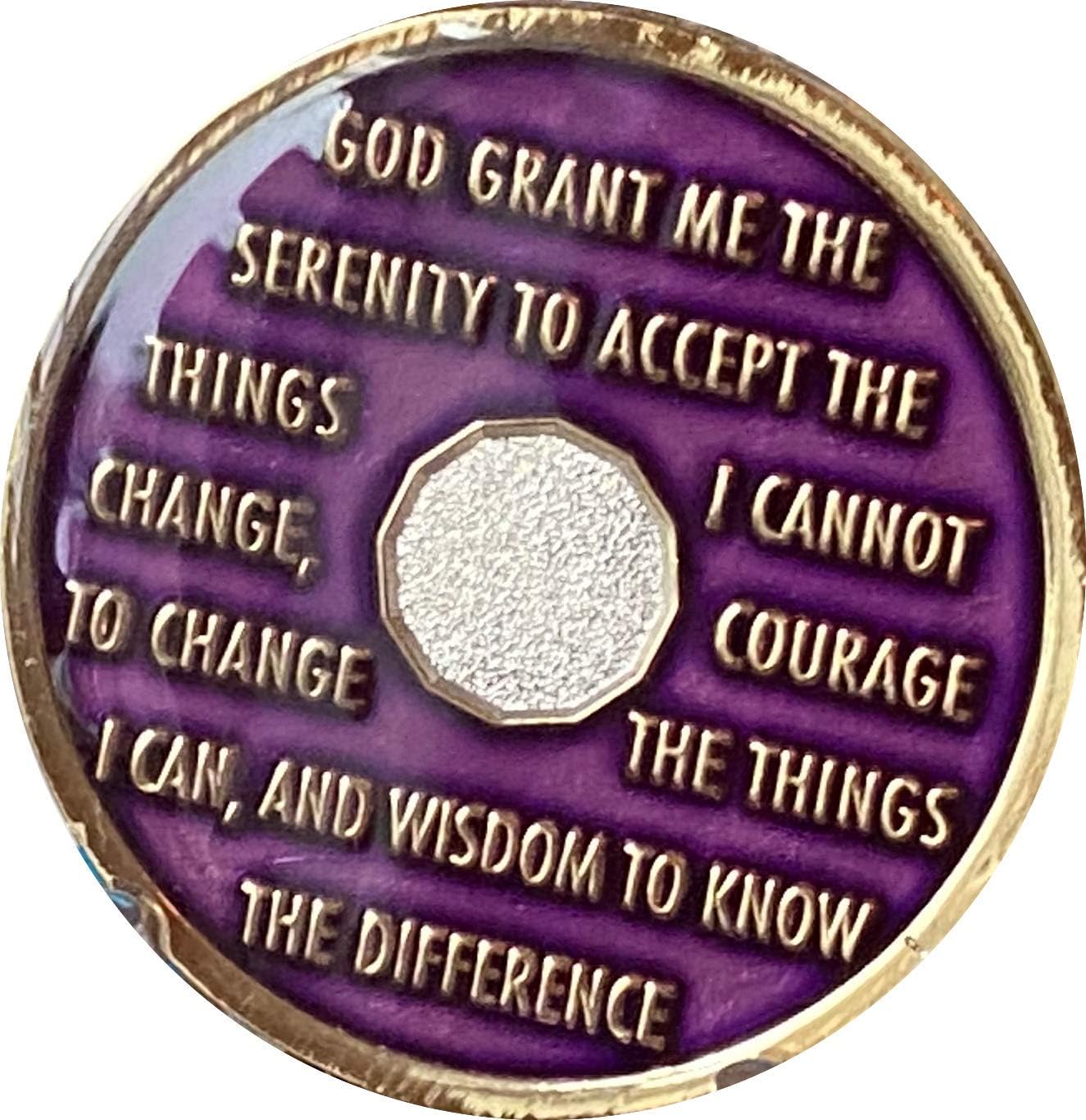 Ranger Industries 35 Year AA Medallion Metallic Purple Tri-Plate Sobriety Chip XXXV