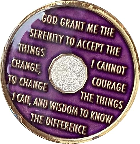 Miniatura 2 de Ranger Industries 34 años AA Medallion Metálico Púrpura Tri-Placa Sobriedad Chip XXXIV, Latón