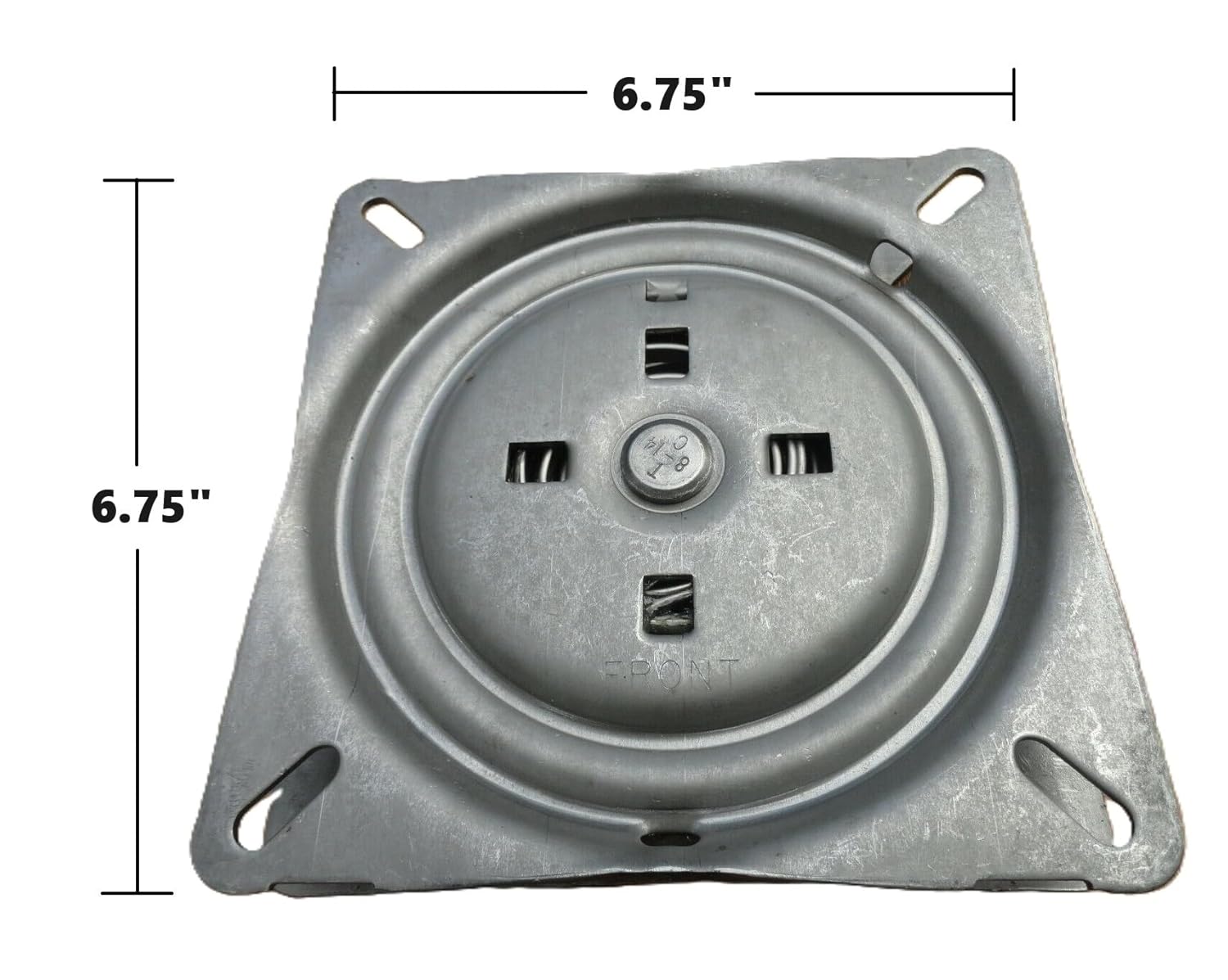#67FMR - 6.75" Square - Flat, 51 Ball Bearings - Heavy Duty 500 lbs Weight Limit - Bar Stool Swivel with Memory Spring Return - Made in the USA.