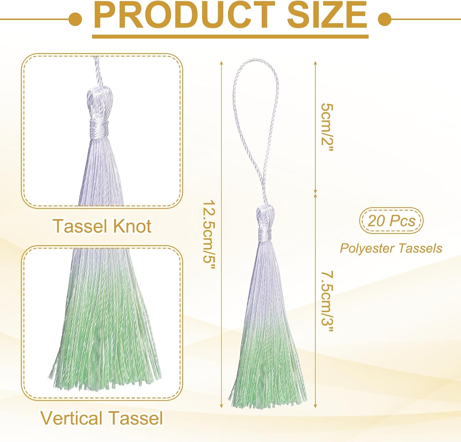 uxcell 20Pcs Mini Bookmark Tassels, 5" Gradient Polyester Tassels Soft Handmade Silky Floss with Cord Loop for Jewelry Making, Handbag, Pendant DIY Crafts, OR Light Green image 2