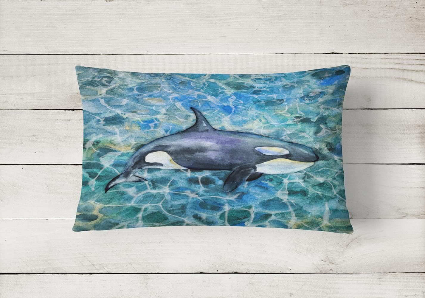 Caroline's Treasures BB5334PW1216 Killer Whale Orca Canvas Fabric Decorative Pillow Machine Washable, Indoor Outdoor Decorative Pillow for Couch, Bed or Patio, 12HX16W
