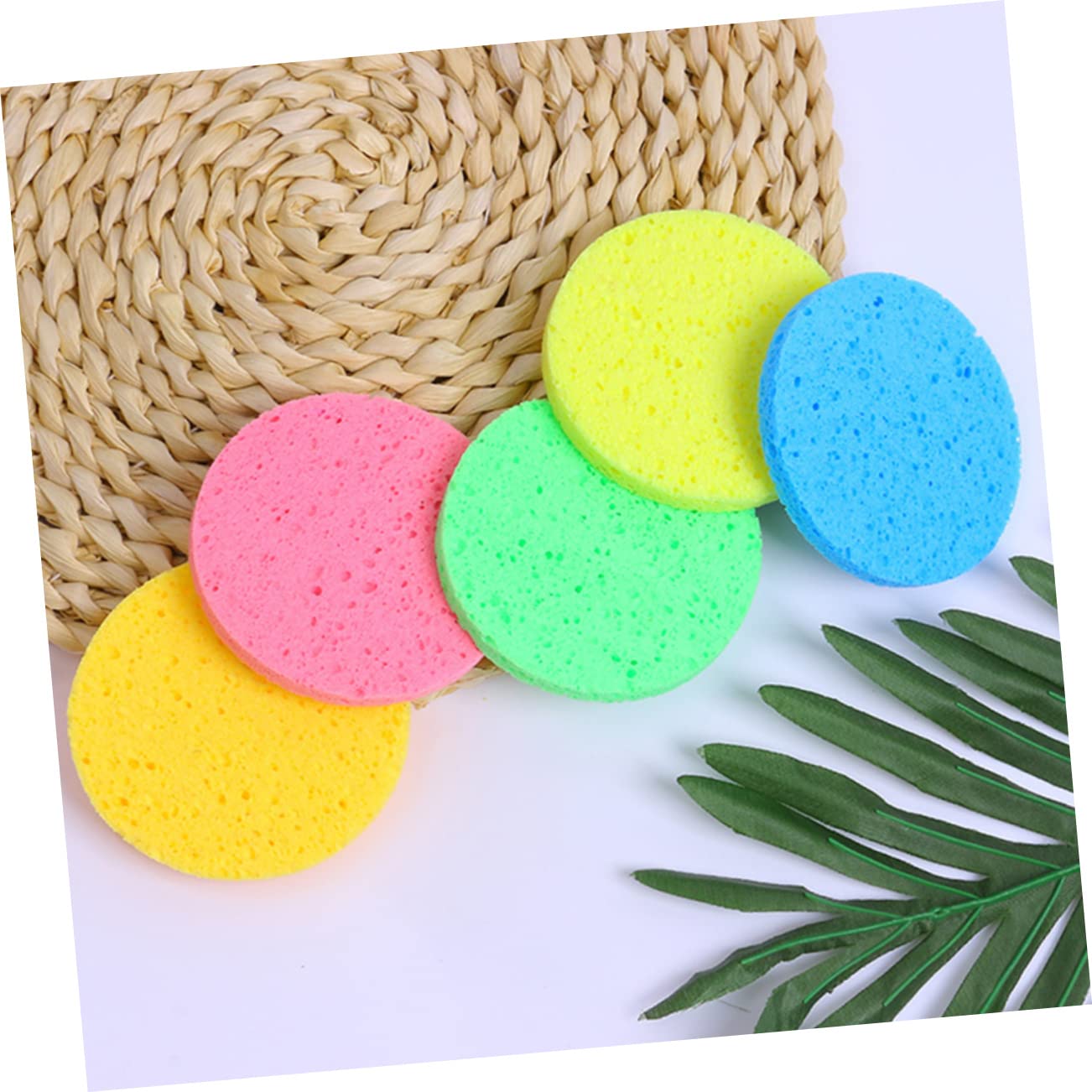 DOITOOL 150pezzi Spugne Per Detersione Viso Cellulosa Spugnette Colorate Per Rimozione Trucco e Pulizia Facciale Per Uso Quotidiano Spessore
