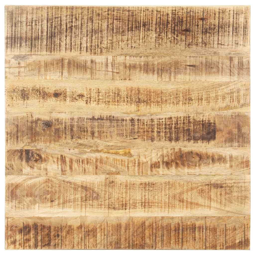 Tablero de madera de mango macizo de 60 x 60 cm, 25-27 mm de grosor, superficie rugosa para un aspecto industrial, duradero y fácil de limpiar, ideal para comedor, restaurante o cafetería