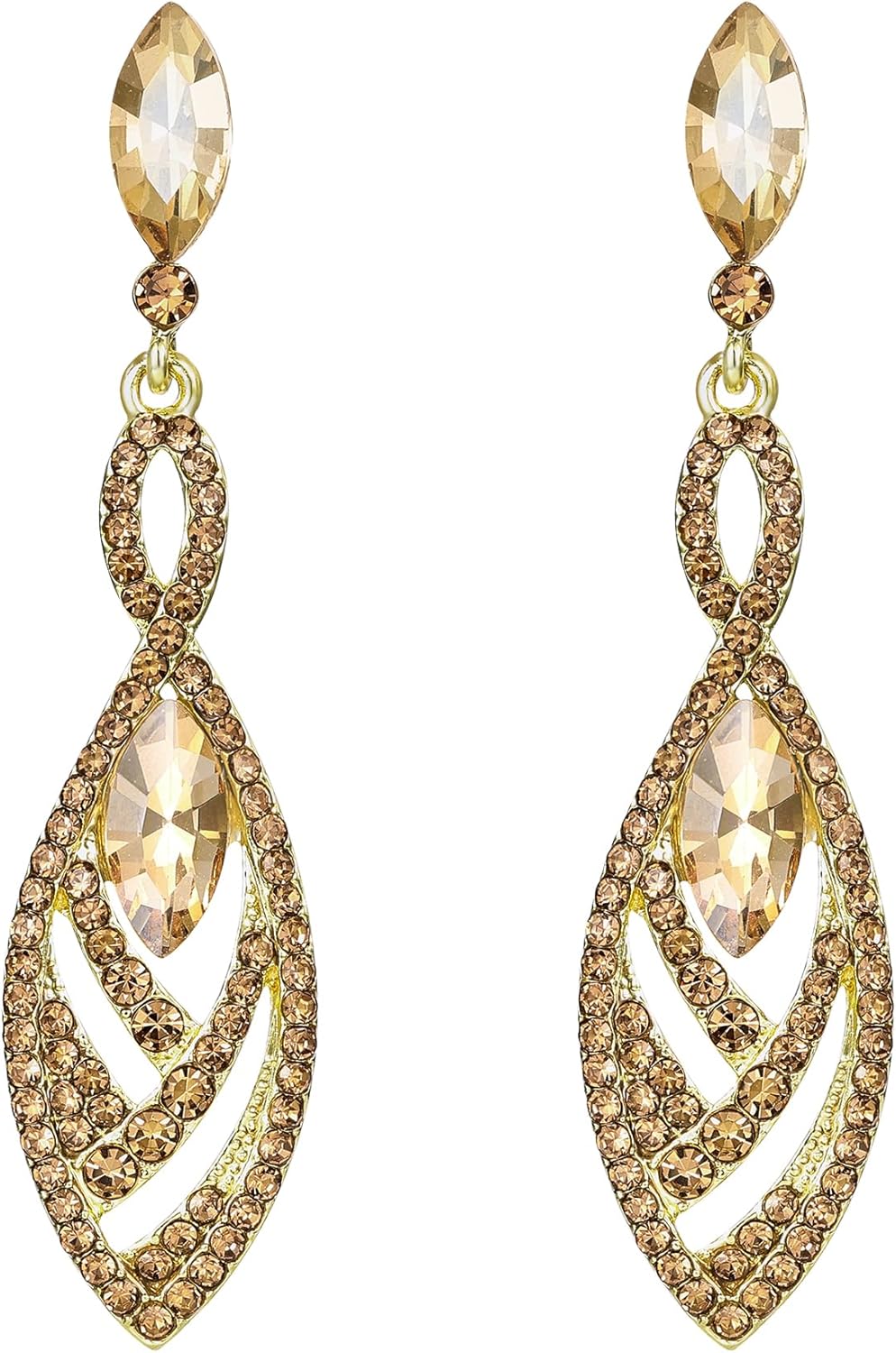 BriLove Women's Crystal Gorgeous Twisted Dual Chandelier Teardrop Fashion Pierced Dangle Earrings