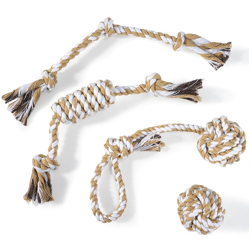 Brinquedo de corda para cães pequenos e filhotes, algodão trançado, 4 unidades wodoca