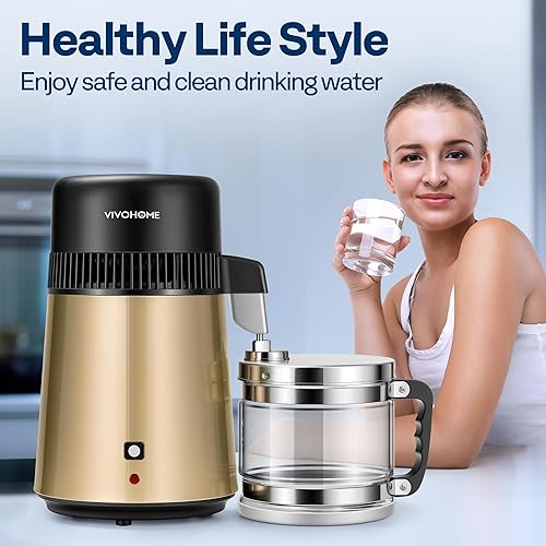 Miniatura 2 de VIVOHOME Destilador de agua para encimera de 1.1 galones4L 304 de acero inoxidable destilado con filtro purificador de interruptor inteligente para