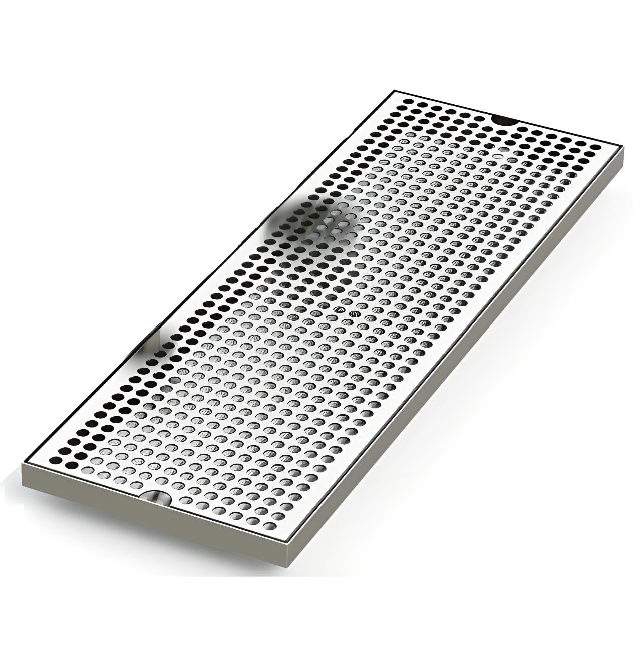 Surface Mount Drip Tray with Perforated Screen - No Drain - 24" x 8" - Brushed Stainless Steel