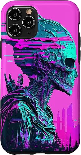 Vista 22 de iPhone 14 Pro Max Cool Retro Alien Sunset Tropical Trippy Vaporwave Sky Art Case