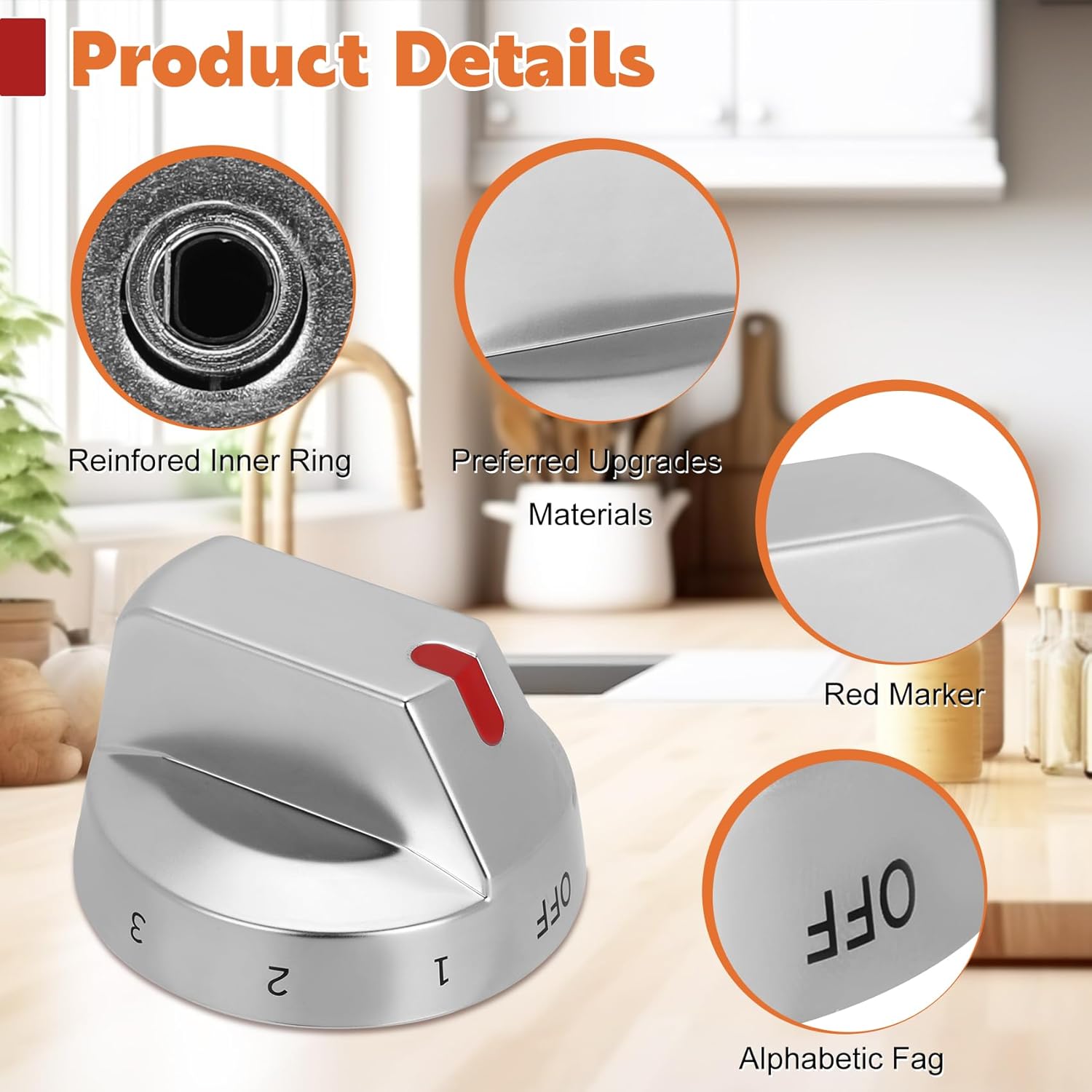 NE63B8211SS Electric Range Knobs(4pcs), DG64-00981A Range Burner Knob for Samsung Stove, Compatible with Samsung Stove Knobs NE63B8211SS