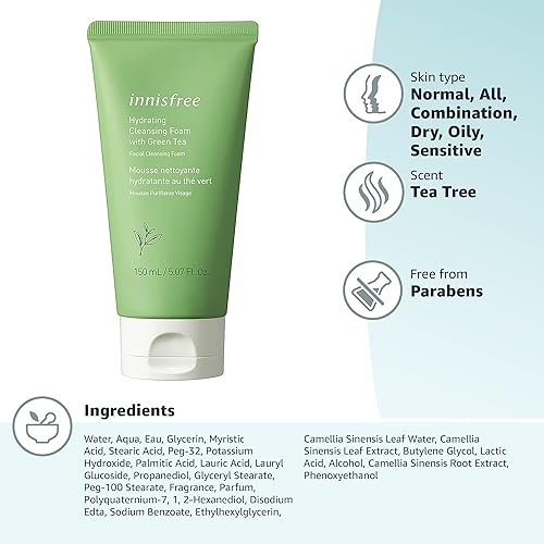 Miniatura 7 de innisfree Limpiador facial cremoso de espuma limpiadora hidratante de té verde