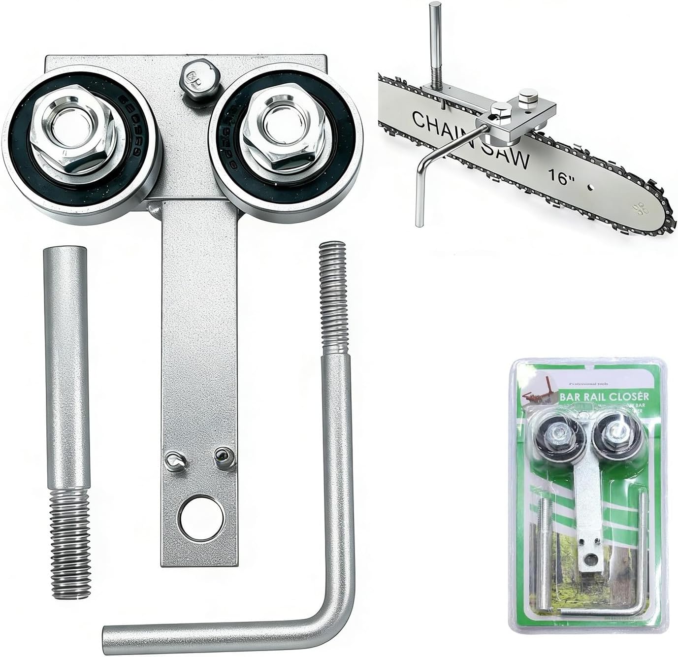 Chainsaw Bar Tool-2026 Upgraded Alloy Steel Chainsaw Bars Rail Tightening Repair Tool & Closing Adjuster, Adjustable Fit for Different Gauge Bars, Essential Chainsaw Guide Bar Rail Closer (Sliver)