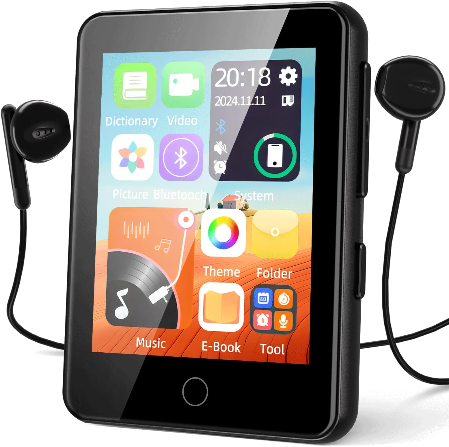 Phinistec80GB MP3 Player with Bluetooth 5.3, Portable Music Player with HD Speaker, Stopwatch, FM Radio, Voice Recorder, Supports up to 128 GB, 2.4 Inch Screen, Mini Design, Ideal for Sports