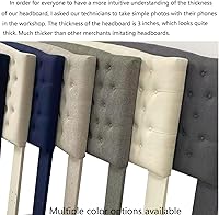 Vista 3 de 24KF Cabecero tapizado acolchado con botones de tela de lino, cabecero cómodo y elegante tamaño King/CA King, granito