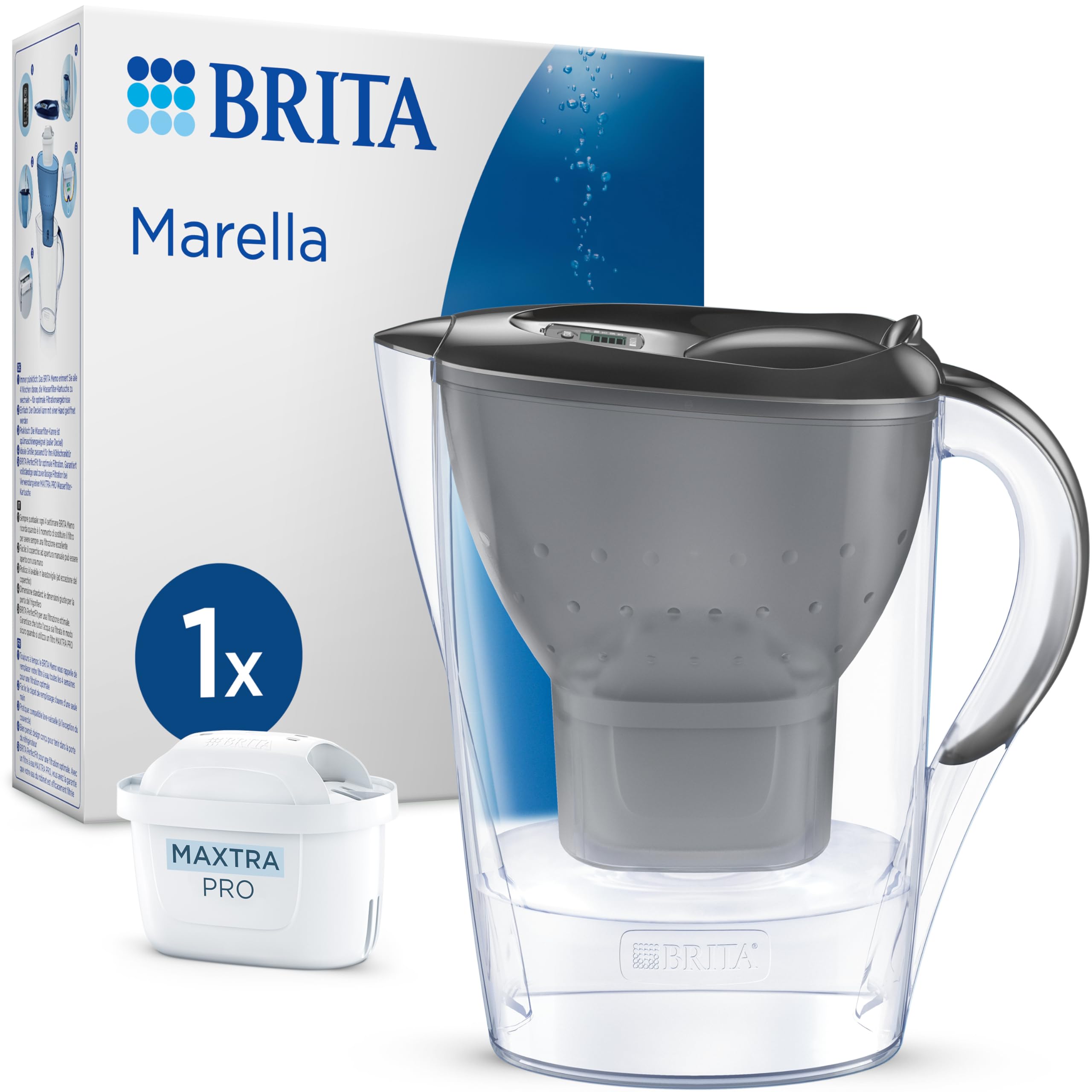 BRITA Wasserfilter Kanne Marella, 1x MAXTRA PRO Pure Performance Kartusche