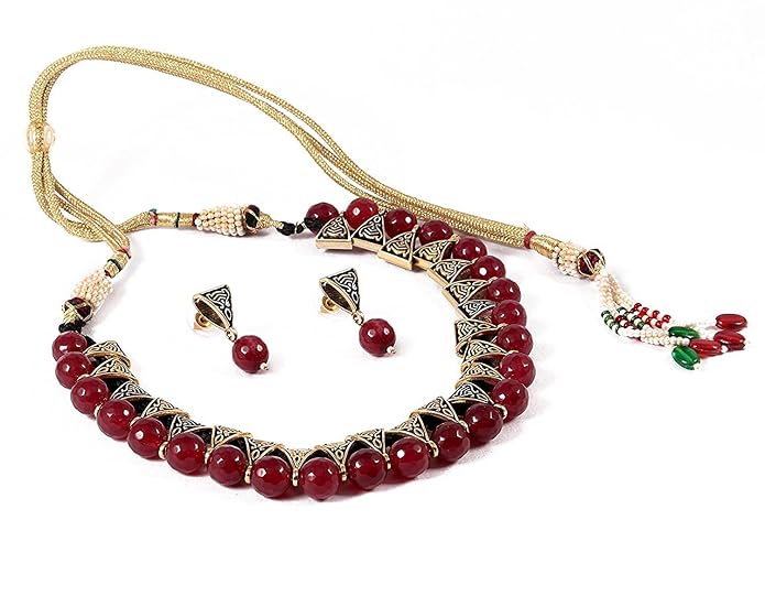Diya Jewellery Wine red Colour Beads 