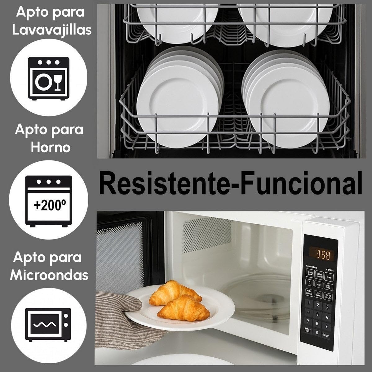UNIMASA - Juego de 12 platos de postre redondos blancos de porcelana de 19 cm. Configura tu vajilla completa moderna para 12 personas a tu gusto