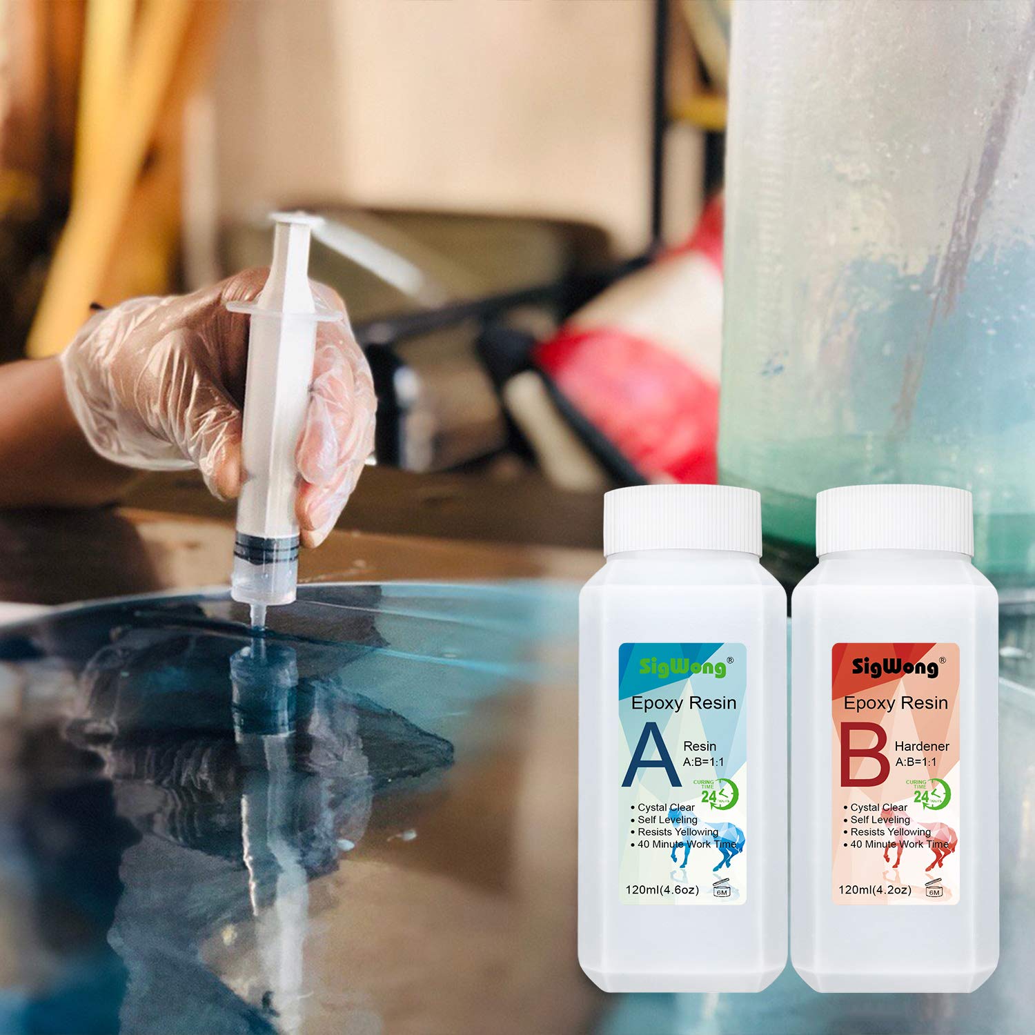 Epoxy Resin Clear Crystal Coating Kit 240ml/8.8oz 2 Part Casting