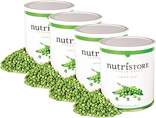 Nutristore Freeze Dried Green Peas (4 Pack of #10 cans). Healthy Whole Food Snacks for Toddlers, School lunches or Cooking