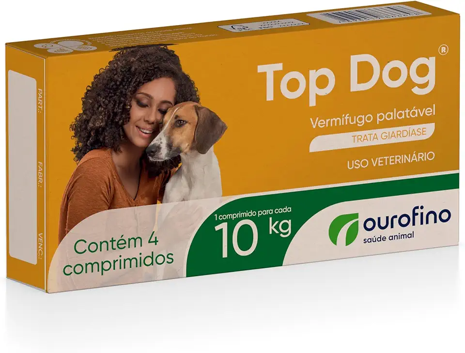 Vermífugo Top Dog para Cães 10kg 4 comprimidos