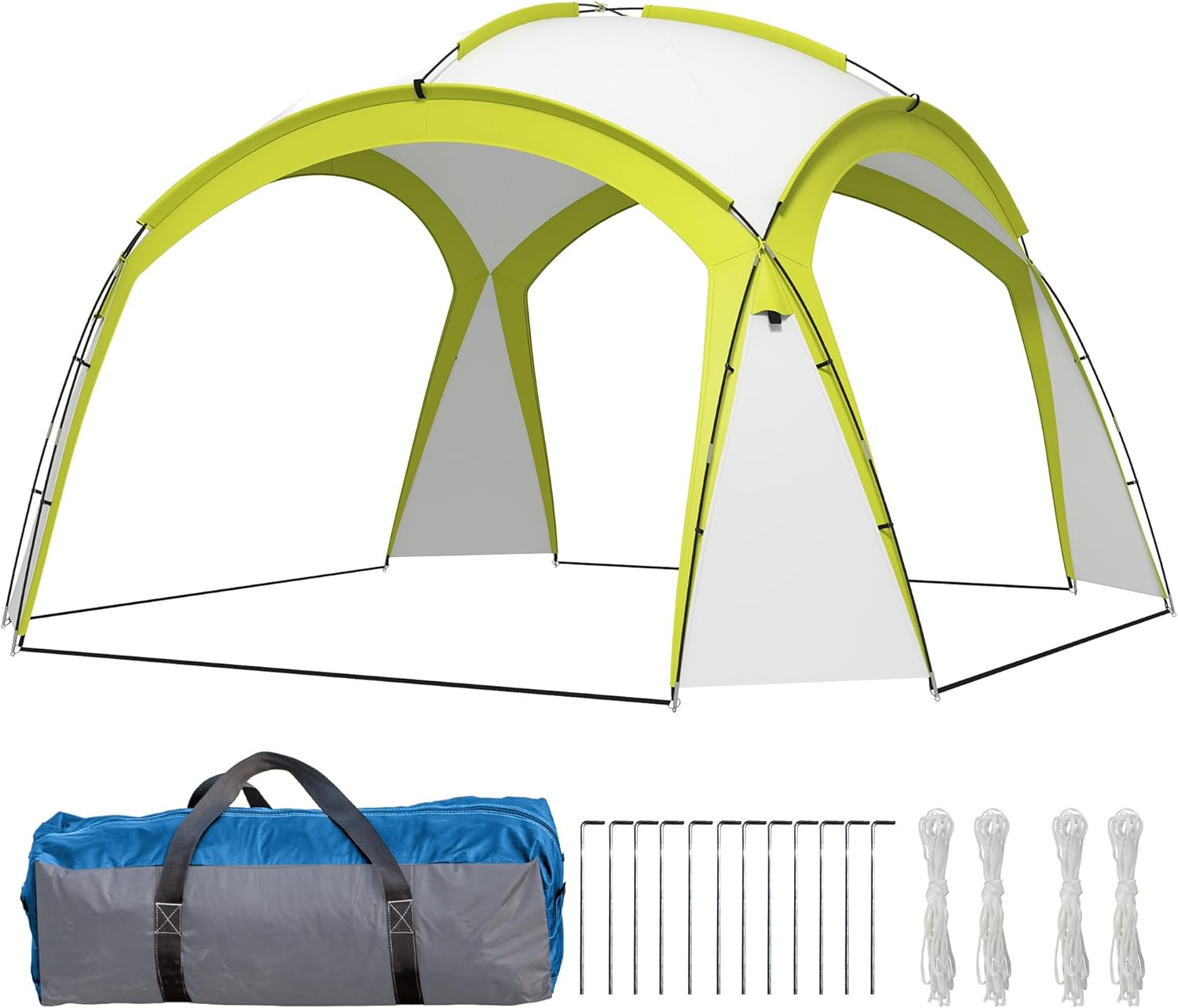 Outsunny 3.5 x 3.5M Camping Gazebo, Outdoor Event Shelter Dome Tent Garden Sun Shelter Patio Spire Arc Pavilion Camp Sun Shade, Green