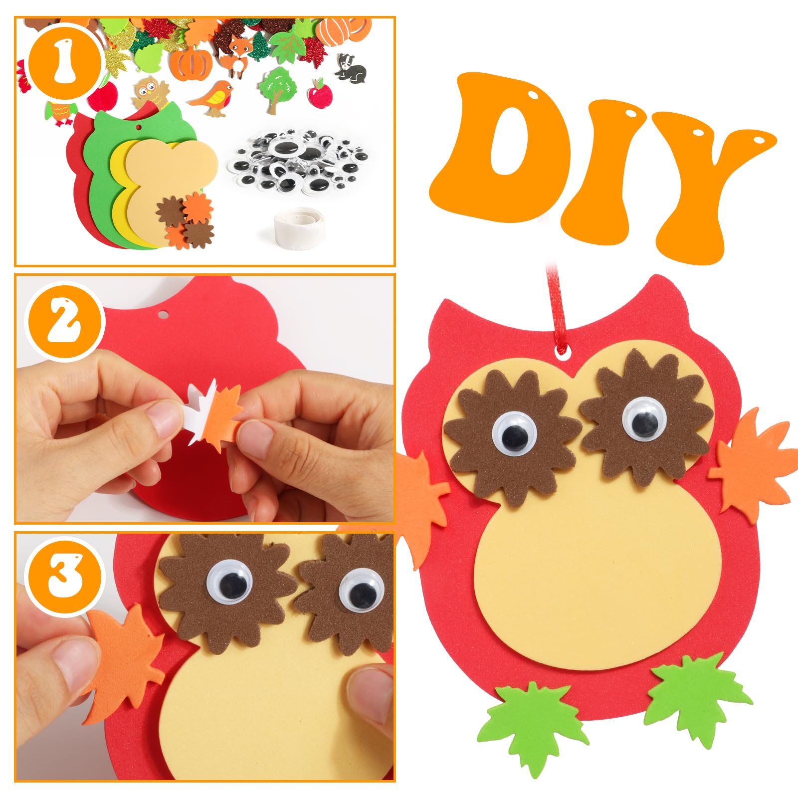 Kit Décoration Automne/halloween 305 Pièces - Couronnes, Stickers, Pompons, Rubans - Thème Hérisson, Feuille, Citrouille - Pour Porte, Mur, Bricolage
