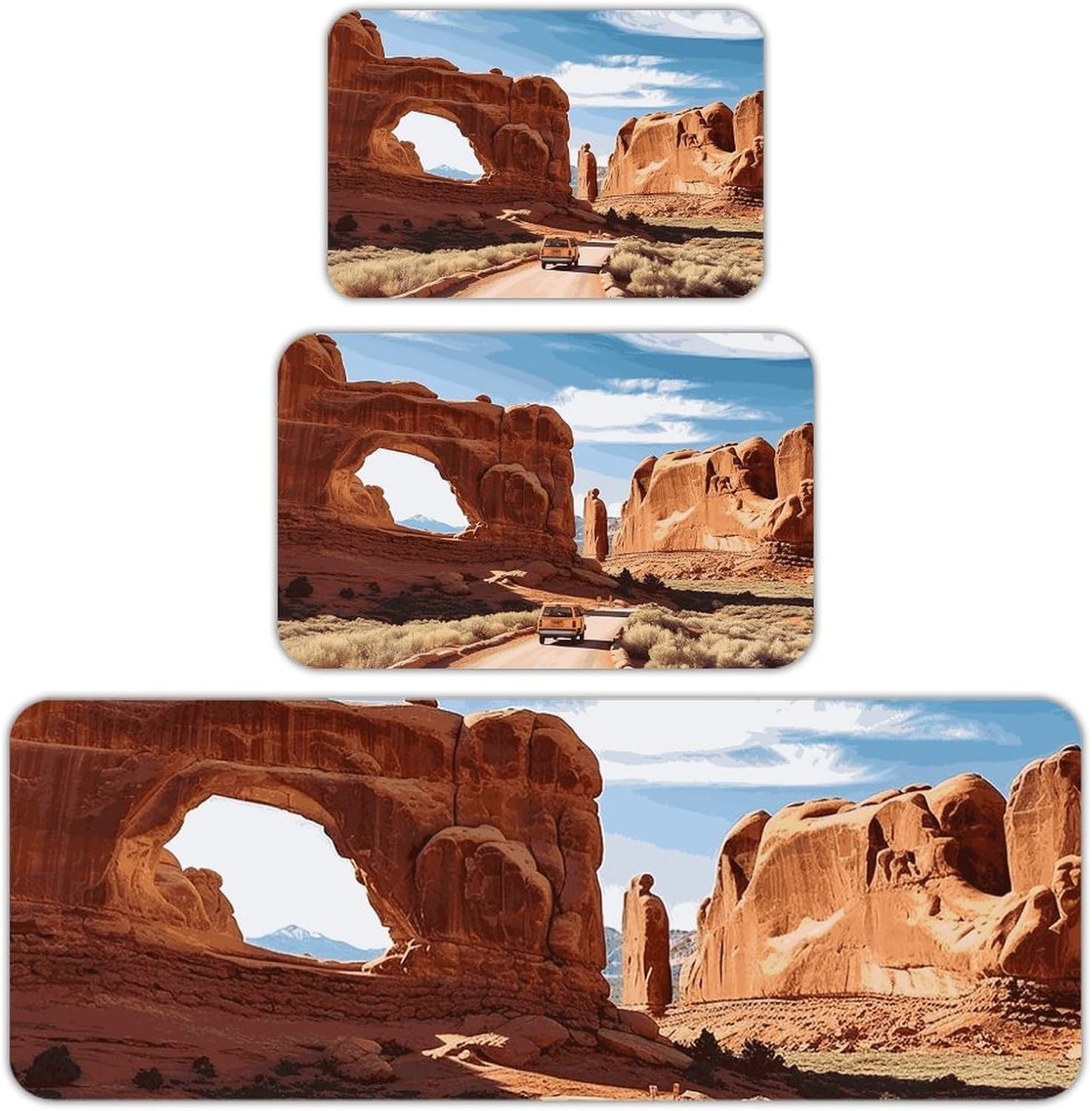 Arches National Park Entrance Kitchen Mats for Floor 3 Pcs Kitchen Rugs