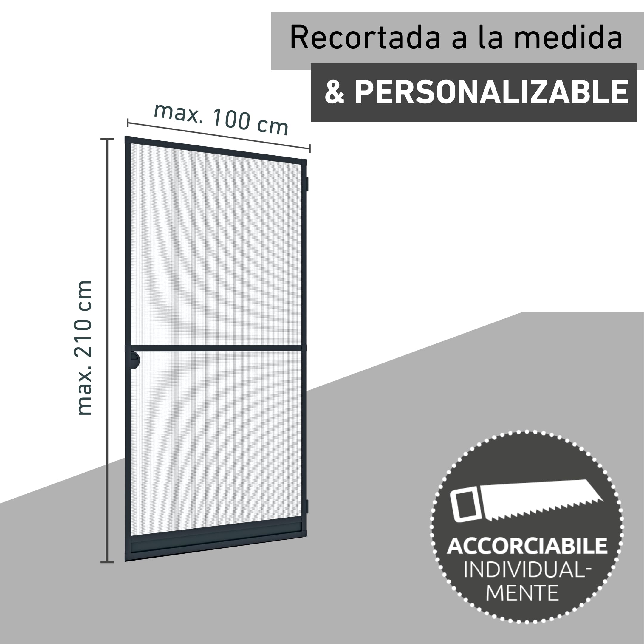 Windhager Tensor Expert, mosquitera Marco de Aluminio para Puertas, acortable Individualmente, 100 x 210 cm, Blanco, 03902