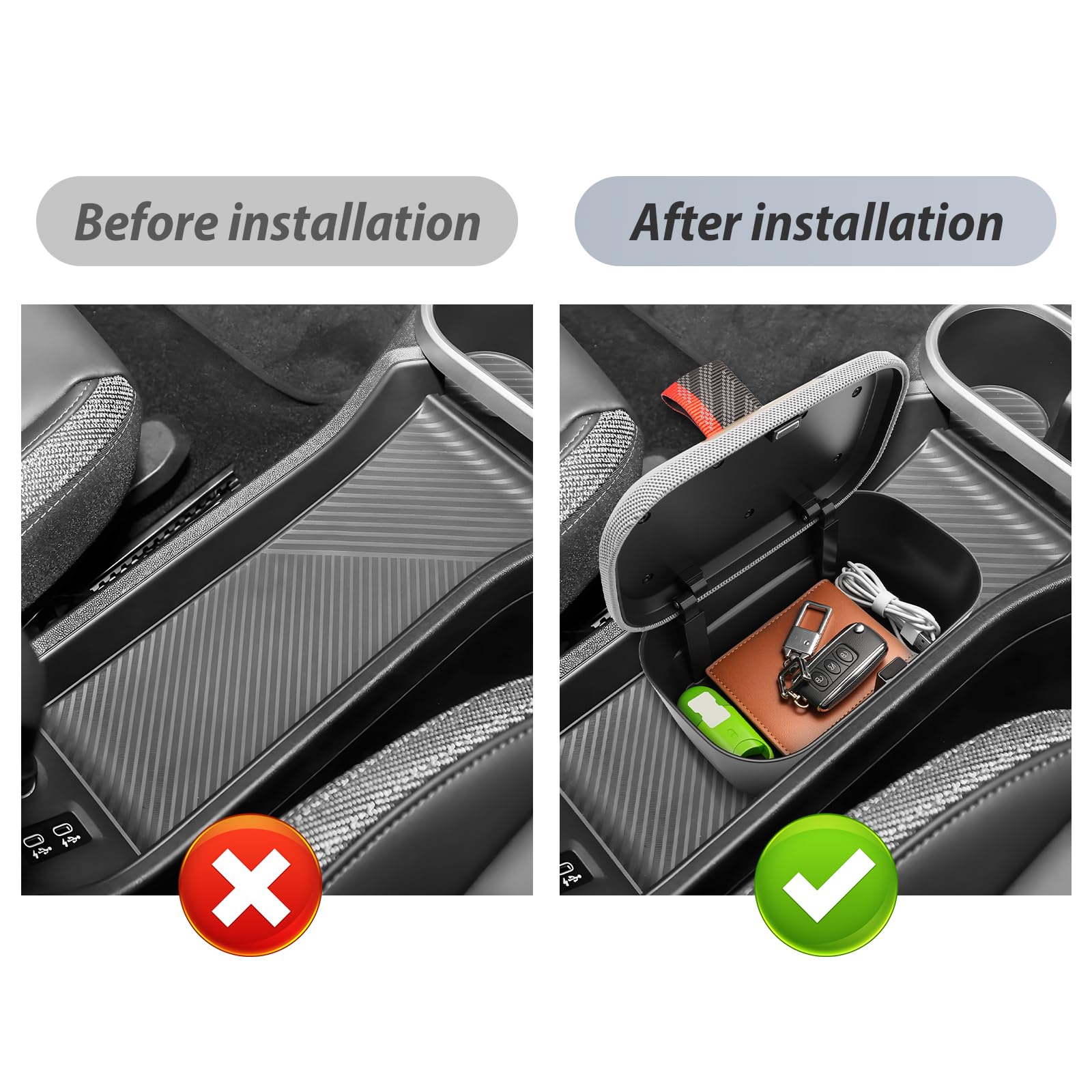 SKTU Contenitore portaoggetti console centrale per Mini Cooper F65 F66 Works Petrol 2024-2026 2027 Vano portaoggetti console centrale, Accessori Mini (Non compatibile J01 J05 Electric)