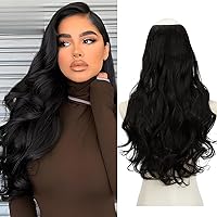 Vista 13 de SARLA - Extensiones de cabello con parte en U, color rubio sucio, para cabeza completa, con clip, de 60,9 cm de largo, ondas rizadas, sintéticas