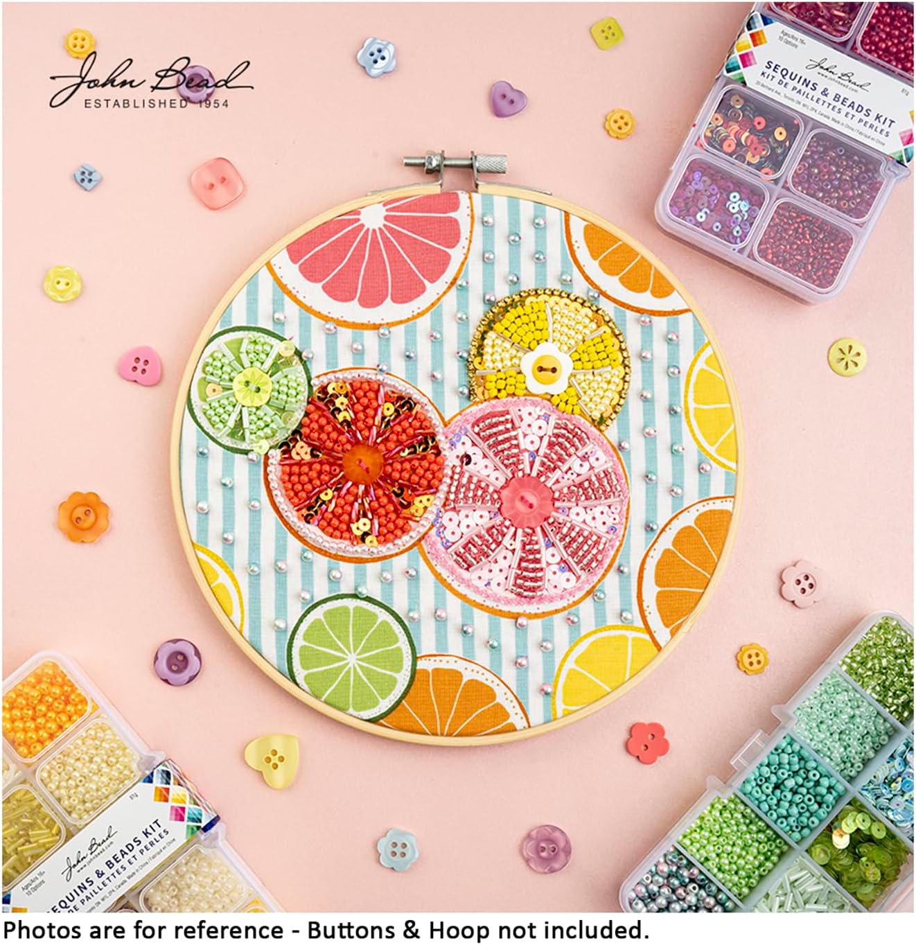 John Bead Sequins and Beads Kit APX 81g Mix 10 Types, Green Palette - Image 4