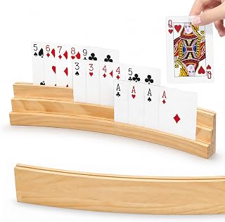 2 Stück Spielkartenständer aus Holz 33cm, Kartenhalter Spielkarten | Befreien Sie Ihre Hände, Geeignet für Erwachsene und ältere Menschen(Gelb, 3-lagig)