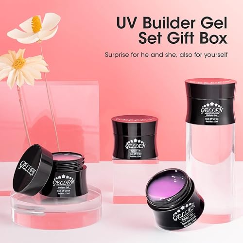 Miniatura 8 de GELLEN Kit de gel constructor - Kit de extensión de uñas rosa, rojo, violeta, azul, verde, kit de gel para uñas de 4 colores pastel, gel duro