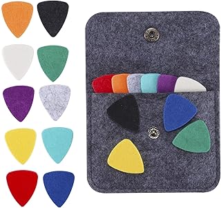 20 Pieces Felt Ukulele Picks,Felt Heart Shape Pick for Ukulele Guitar Bass with pick holder case (Multiple colors) (general, 10 mixed colors)