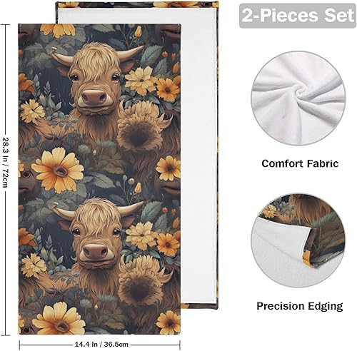 Vista 112 de Juego de 2 toallas de baño de color morado, remolques de mano de lobo, toallas de baño, toallas suaves y absorbentes para baño, cocina, gimnasio