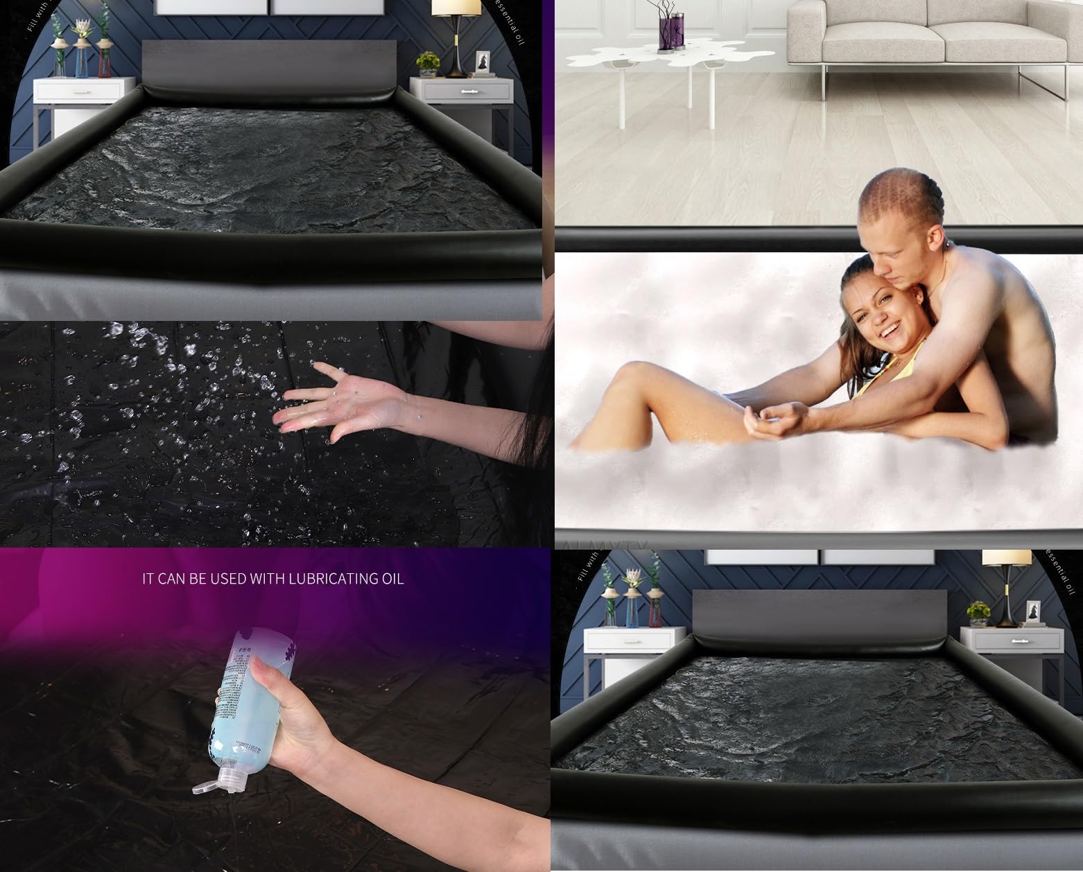Lotion Piscine Imperméable Lit Gonflable Air Drap de lit Piscine SM Bondage PVC Éclaboussures Huile Spa Massage 189 cm x 161 cm