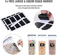 Vista 3 de Juego de recipientes para cereales – 3 piezas herméticas grandes para cereales secos (135.2 onzas), dispensador sin BPA, recipientes de plástico