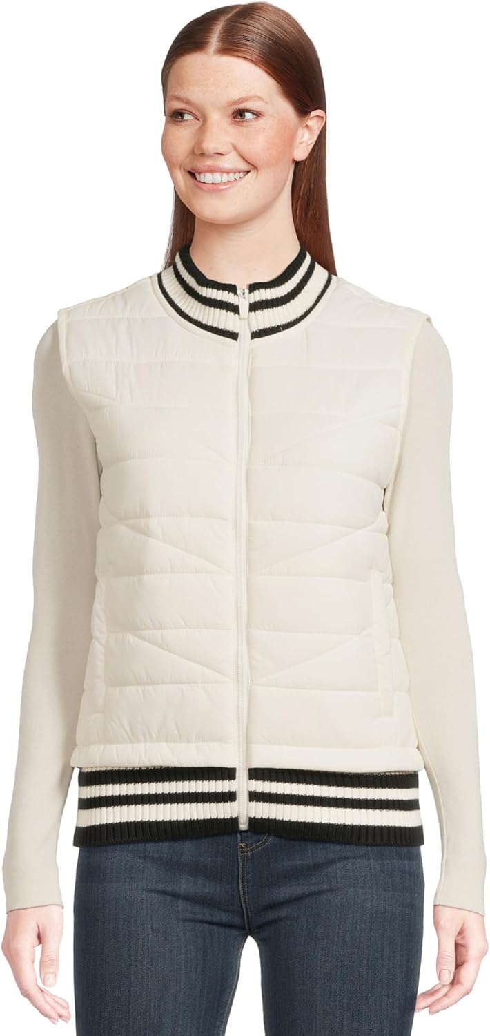 Liverpool Women's Sleeveless Quilted Front Full Zip Sweater Vest