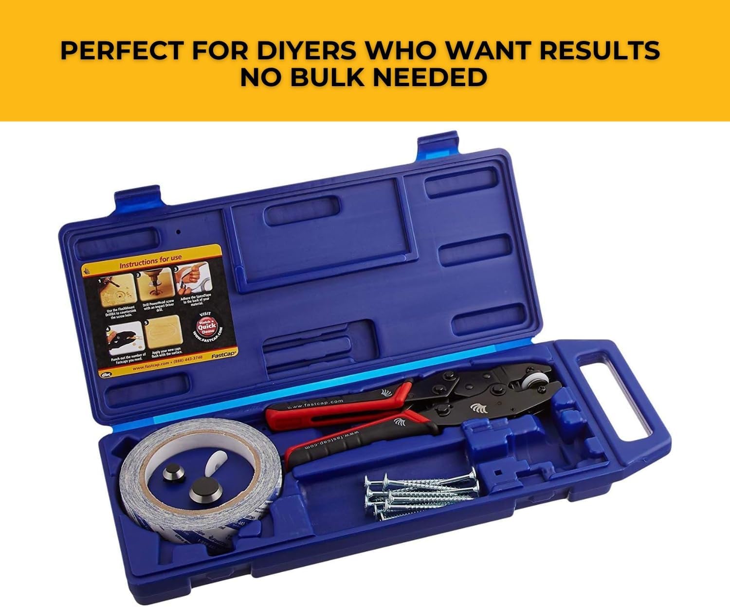 FastCap Custom Color Punch Kit Basic with Powerhead Screws, Hole Punch Tool and 1" x 50' SpeedTape - Perfect for Professional Contractors and Technicians - 80056