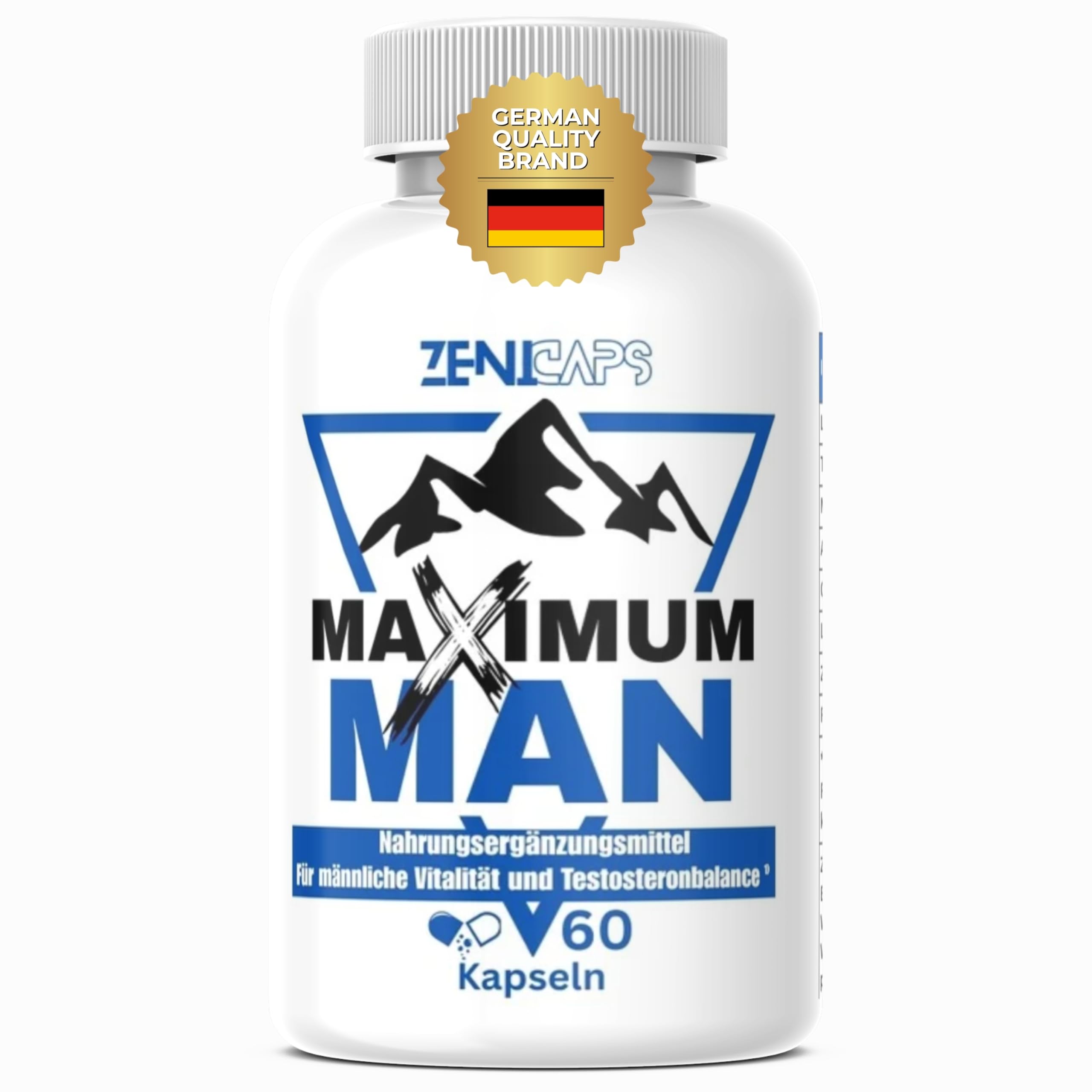MAXIMUM MAN Original | Für aktive Männer – mit Zink für den Testosteronspiegel* | Einfache Anwendung | mit L-Arginin, Tribulus Terrestris, Maca, Ashwaganda