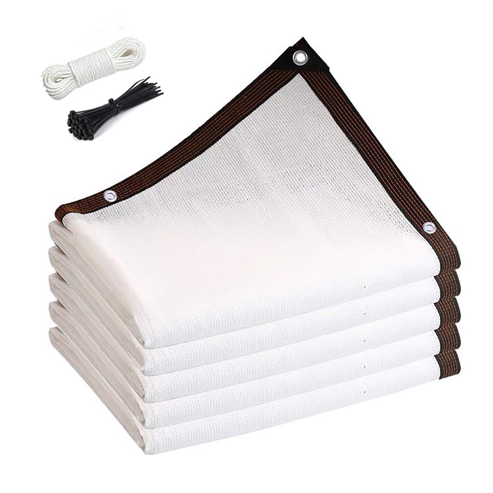 Schattierungsnetz Weiß 60% Shading Rate, HDPE Schattennetz mit Ösen für Gewächshaus und Pflanzen, UV-Schutz und Lichtdurchlässig 1x3.0m 2x6m 4x8m 8x9m