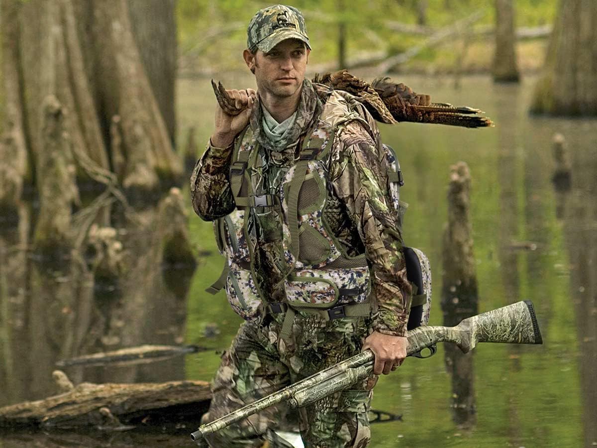 Turkey Vest with Seat - Lightweight Adjustable Hunting Vest, 3-inch Cushion, Ample Storage with Multiple Pockets