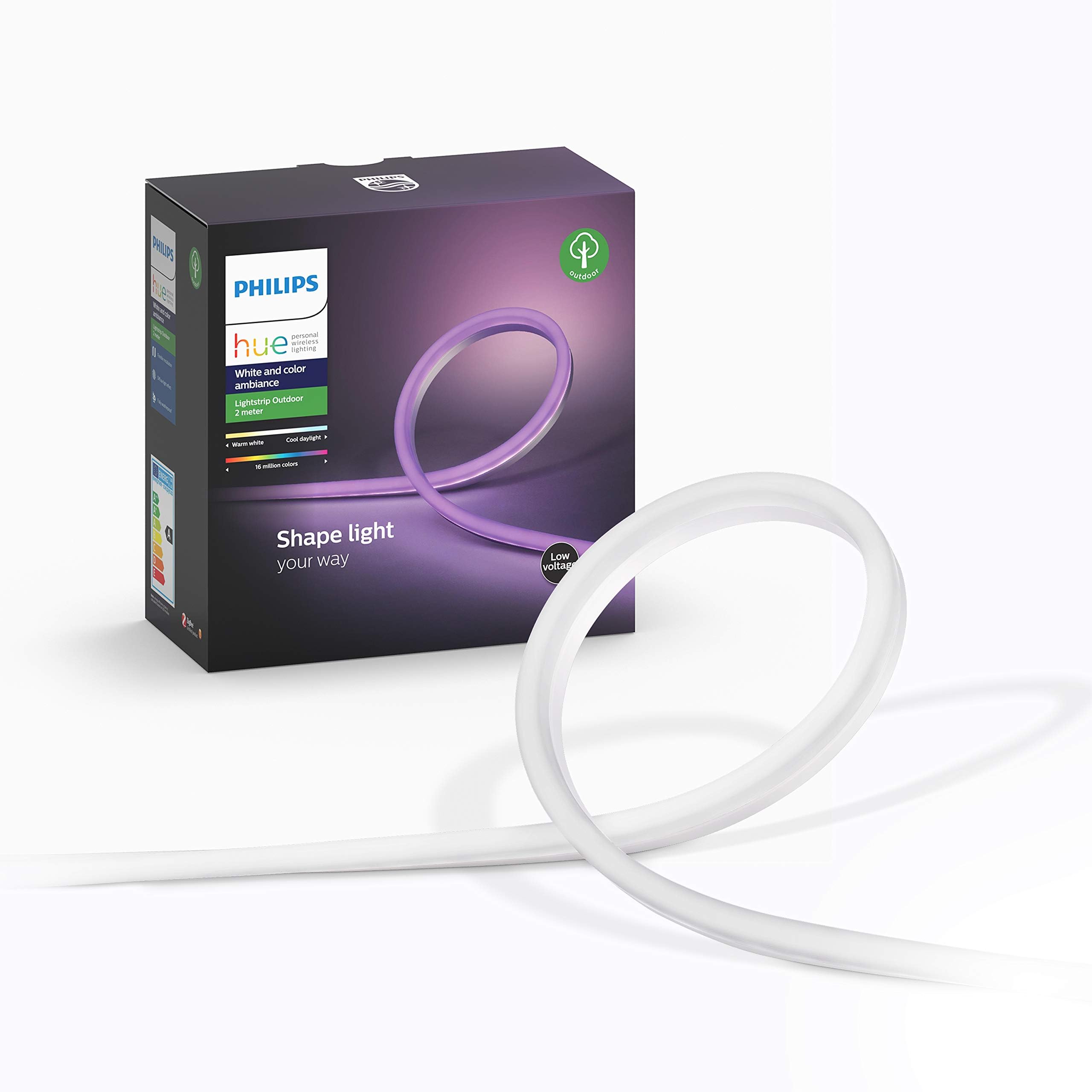 White and Colour Ambience Outdoor Lightstrip 2M, Smart LED Lights, Requires a Hue Bridge (Sold Separately), Smart Lighting works with Alexa, Google Assistant and Apple HomeKit
