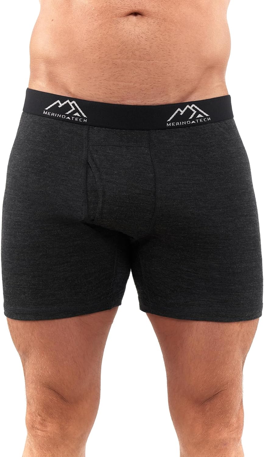 Merino.tech Merino Wool Underwear Mens - 100% Merino Wool Base Layer Boxer Briefs for Men