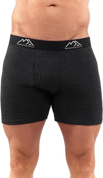 Merino.tech Merino Wool Underwear Mens - 100% Merino Wool Base Layer Boxer Briefs for Men Large, 1 Pack - 190 Charcoal Grey