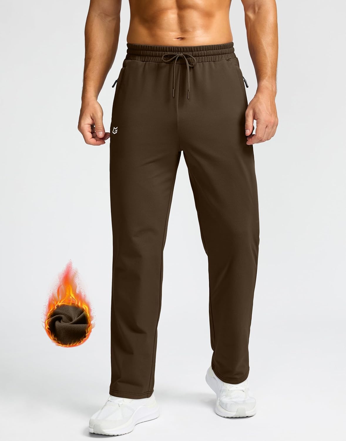 G Gradual Men's Fleece Lined Pants with 3 Zipper Pockets Water Resistant Winter Warm Hiking Pants Athletic Sweatpants for Men - Image 2