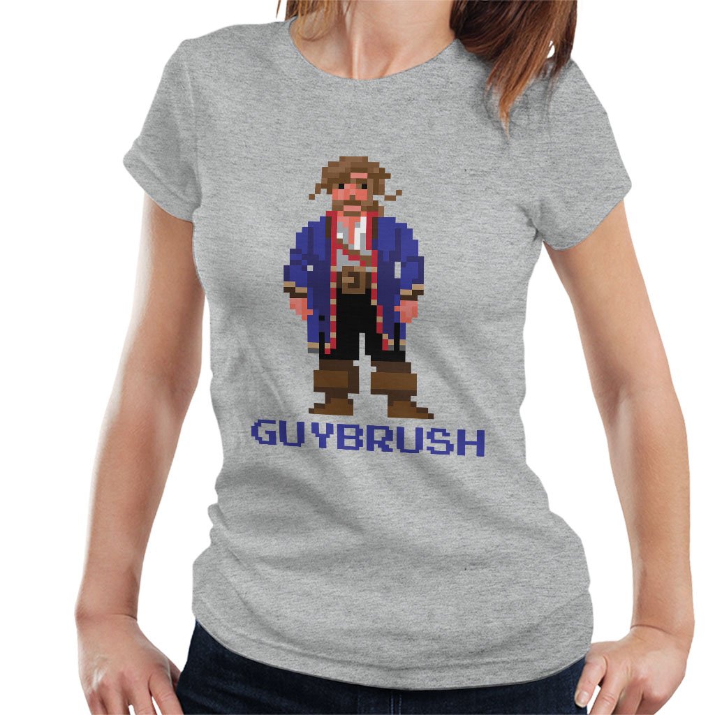 Cloud City 7 Women's Heather Grey Guybrush Threepwood Pixel Character Monkey Island T-Shirt