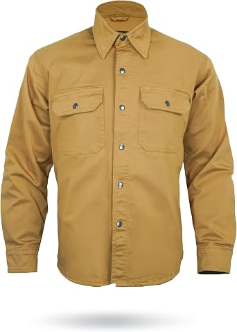 Armored Motorcycle Shirt for Men Motorcycle Flannel / Twill Fabric Jacket Reinforced with Aramid Fiber, Armor Riding Shirt
